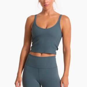 Vuori Rib Crop Tank - Stone SMALL
